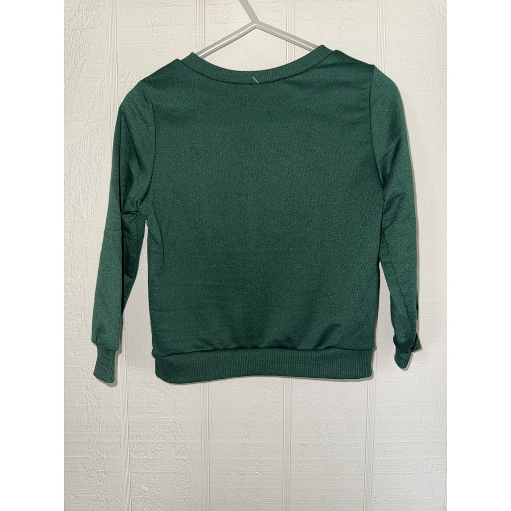 NWT Forest Green Antler Embroidered Kids Sweatshirt Size 12-18 Months - Picture 3 of 3